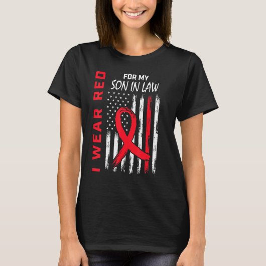 Red Son In Law Heart Disease Awareness Flag Matchi T-shirt (Voorkant)