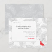 Red Songbird Save the Date Kaart (Voorkant / Achterkant)