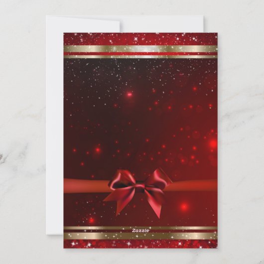 Red Sparkle Chic Bow Glam Carte photo (Dos)