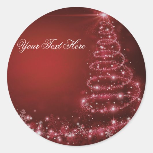 Red Sparkle Christmas Tree Sticker (Voorkant)