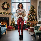 Red Sparkle Glitter Christmas Leggings