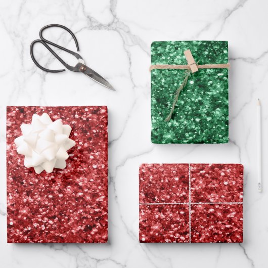 Red Sparkle Glitter Inpakpapier Vel (Voorkant)