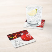 Red Sparkle-kerstsiersneeuw Vierkante Kartonnen Onderzetter (Insitu)