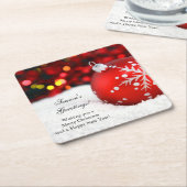 Red Sparkle-kerstsiersneeuw Vierkante Kartonnen Onderzetter (Schuin)