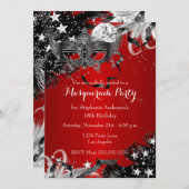 Red Sparkle Magical Night Masquerade Invitation (Devant / Derrière)