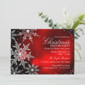 Red Sparkle Snowflake kerstfeest Kaart (Staand voorkant)