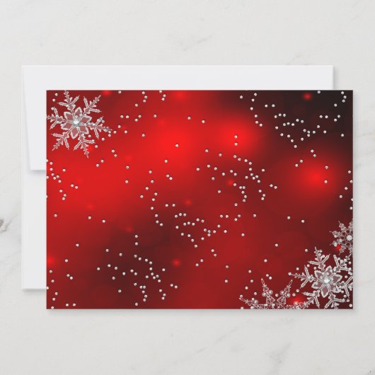 Red Sparkle Snowflake kerstfeest Kaart (Achterkant)