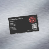 Red sparkles Ladybug QR code zwart Custom Magnetisch Visitekaartje (Voorbeeld)