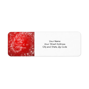 Red Sparkles met kerst Magic Quote Etiket