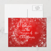 Red Sparkles met kerst Magic Quote Feestdagenkaart (Voorkant / Achterkant)