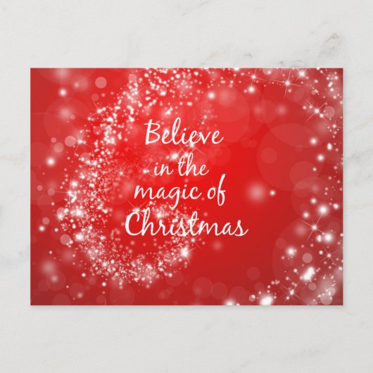 Red Sparkles met kerst Magic Quote Feestdagenkaart (Voorkant)