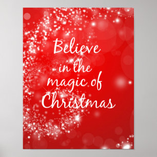 Red Sparkles met kerst Magic Quote Poster