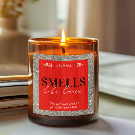 Red Sparkling Custom Valentine's Day Candle Label
