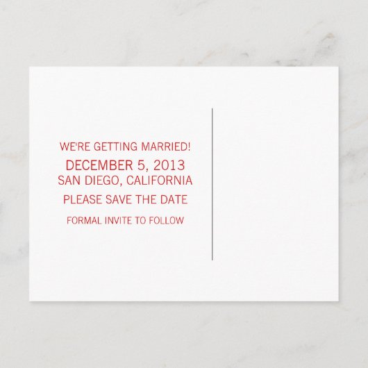 Red Sparkly Holiday Tree Enregistrer la date Carte (Dos)