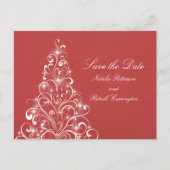 Red Sparkly Holiday Tree Enregistrer la date Carte (Devant)