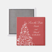 Red Sparkly Holiday Tree Save the Date Magnet (Recto/Verso)