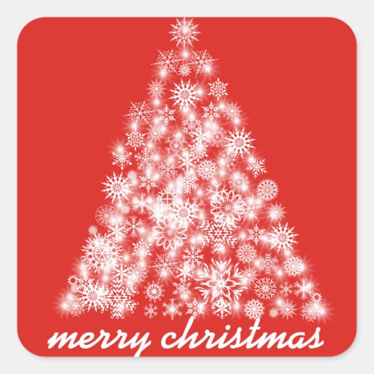 Red Sparkly-kerstsnowflake-boom Vierkante Sticker (Voorkant)
