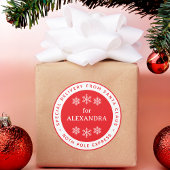 Red Special Delivery from Santa North Pole Name Ronde Sticker