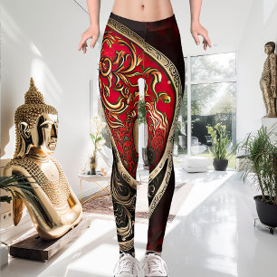 Red Spiritueel Yin en Yang Meditation en Yoga Leggings
