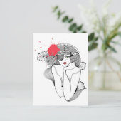 Red Splash meisje Briefkaart (Staand voorkant)