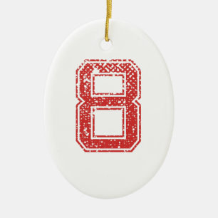 Red Sports Jerzee Nummer 8 Keramisch Ornament