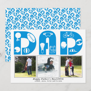 Red sports Papa Fête des pères bleu carte photo