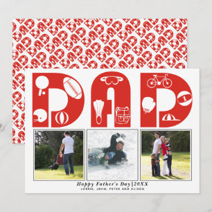 Red sports Papa Fête des pères carte photo