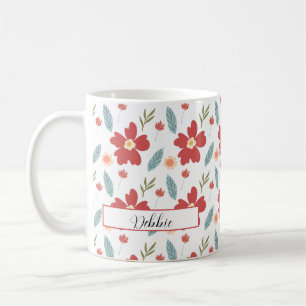Red Spring Floral gepersonaliseerde koffie Mok