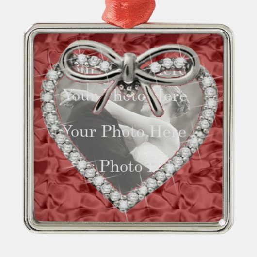 Red Square Diamond Heart Lijst Ornament (Voorkant)