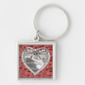 Red Square Diamond Heart Lijst Sleutelhanger (Voorkant)