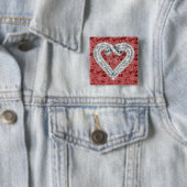 Red Square Love Diamond Heart Button (In situ)