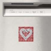 Red Square Love Diamond Heart Magnet Magneet (Insitu (Vaatwasser))