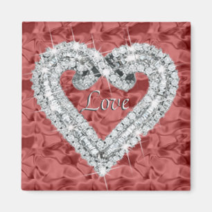 Red Square Love Diamond Heart Magnet Magneet