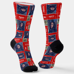 Red Square Photo Afstuderen Class Year Socks Sokken