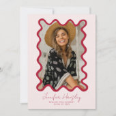 Red Squiggly Faire-part photo cadre de graduation (Devant)