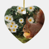 Red Squirrel and Daisies Cute Photo Keramisch Ornament (Achterkant)