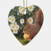 Red Squirrel and Daisies Cute Photo Keramisch Ornament (Links)