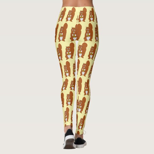 Red Squirrel Design Kies Achtergrondkleur Leggings (Achterkant)
