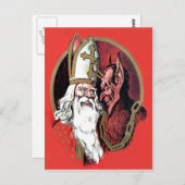 Red St Nicholas Krampus Briefkaart (Voorkant / Achterkant)