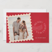 Red Stamp 2 foto kerst Feestdagenkaart (Voorkant)