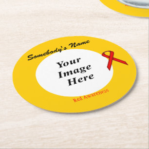 Red Standard Ribbon Sjabloon door Kenneth Yoncich Ronde Kartonnen Onderzetter