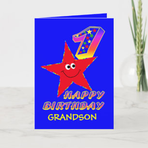 Red Star 1st Birthday Cards for Grandson Kaart