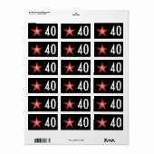 Red Star '40' étiquette moyen noir (Feuille entière)