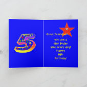 Red Star 5th Birthday Great Grandson Kaart (Binnen)