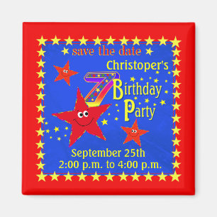 Red Star 7th Birthday Party Magnet Magneet