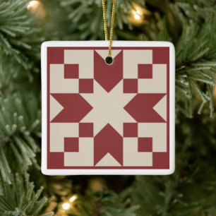 Red Star Barn Quilt Ornament