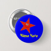 Red Star Birthday Party Button (Voorkant /achterkant)