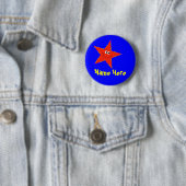 Red Star Birthday Party Button (In situ)