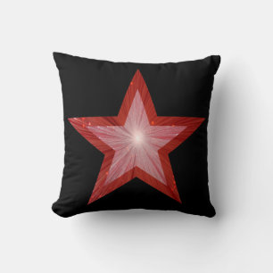 Red Star blanc lancer oreiller carré noir dos
