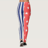 Red Star Blue Stripes Fun Summer Leggings (Dos)